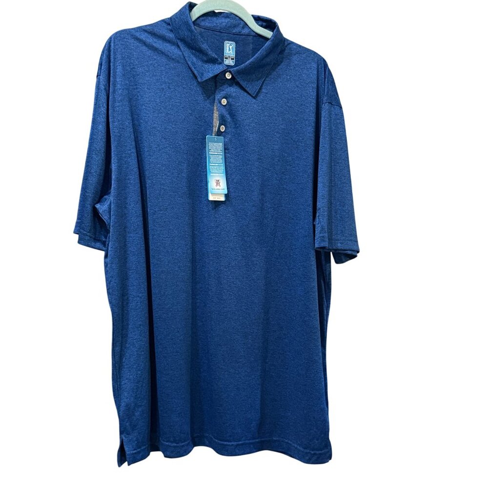Official PGA Tour Apparel NWT mens sz XXL blue collared 3 button golf shirt